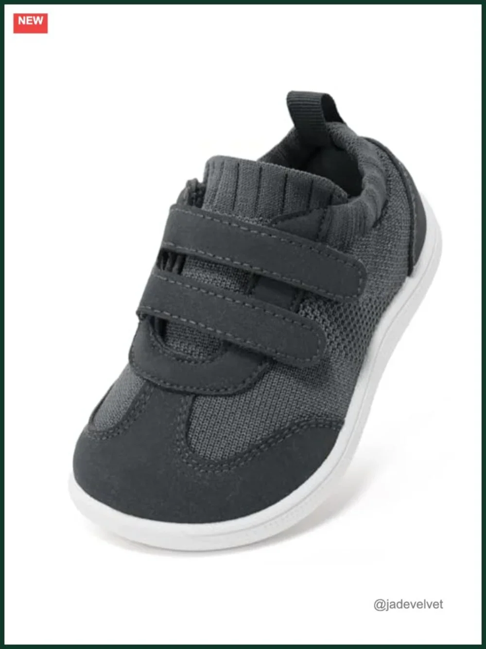 Wide Toe Box Barefoot Shoes for Toddlers, Hook & Loop Closure, Non-Slip Sneakers